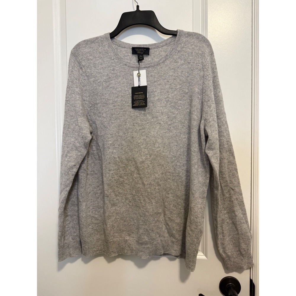 Charter Club Cashmere Sweater Womens Large Grey NWT Crewneck‎ Soft Quiet Luxury